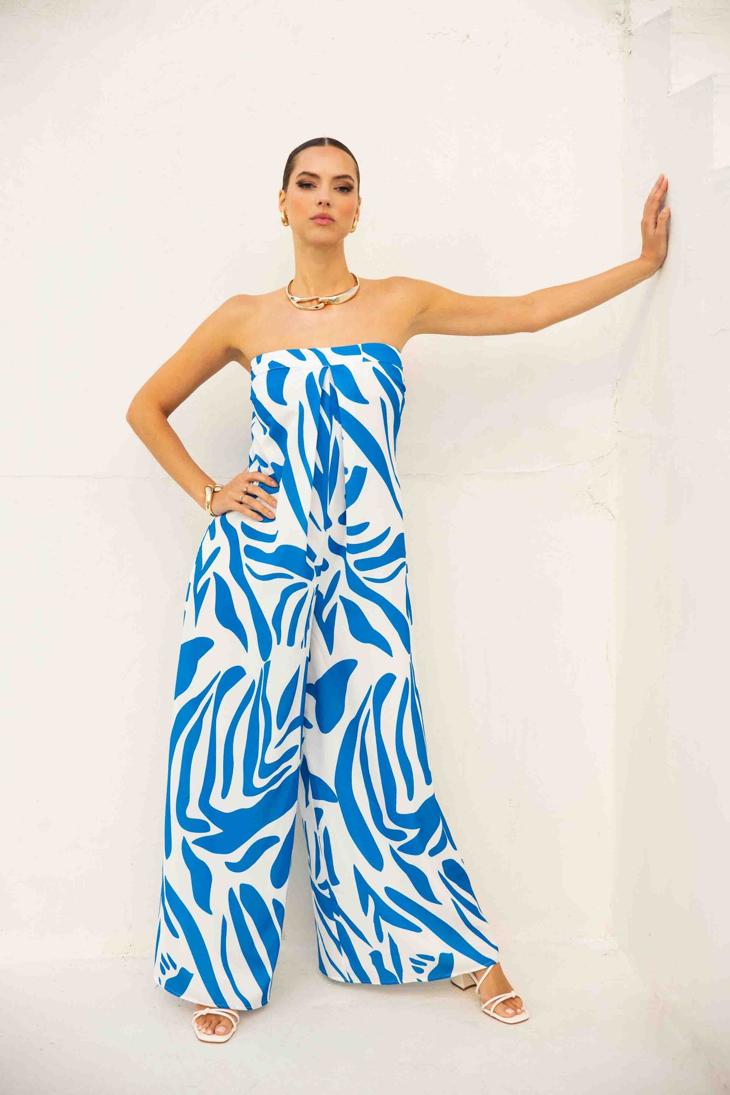 Jumpsuit azul y blanco