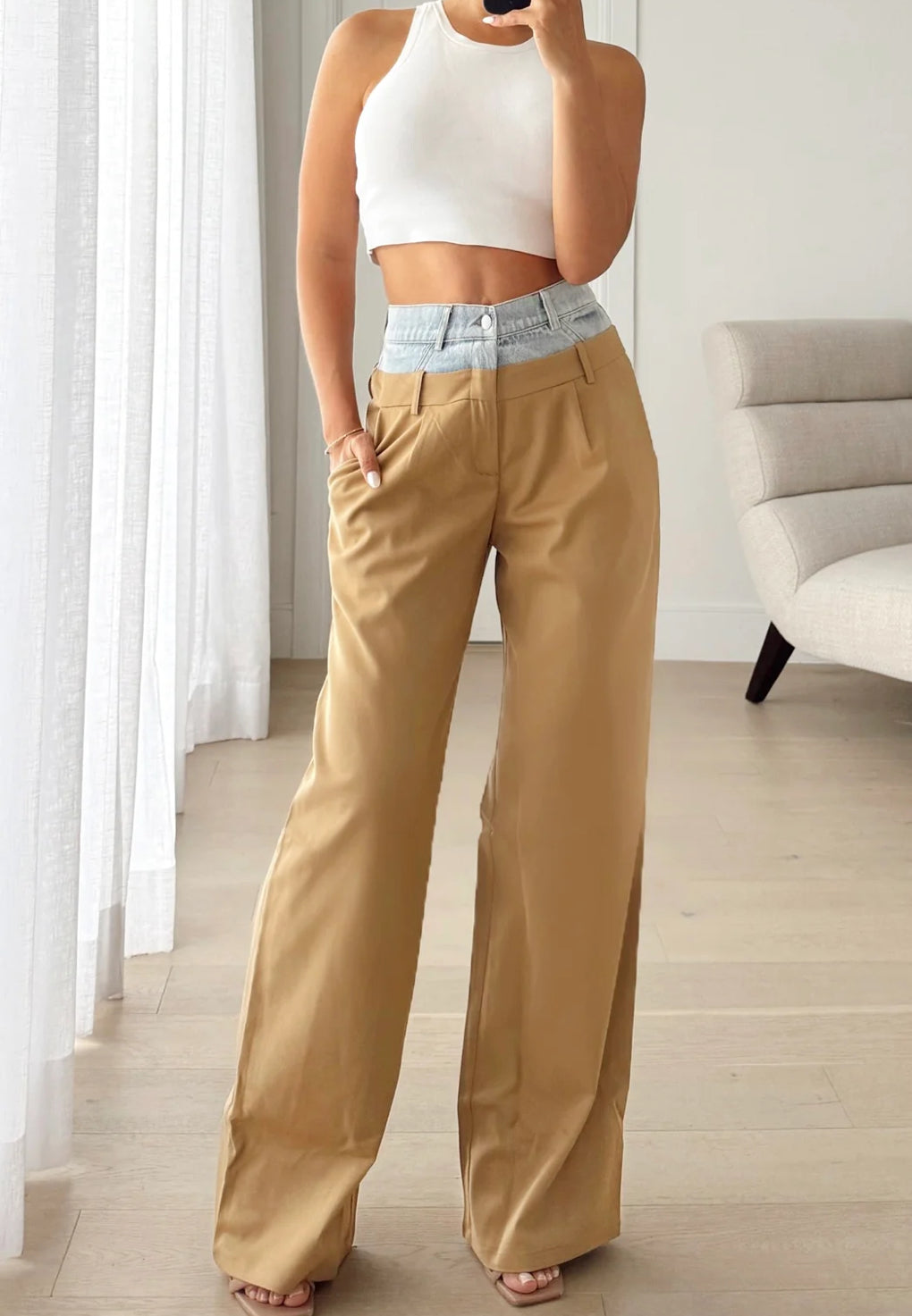 Pantalón con Jean Beige